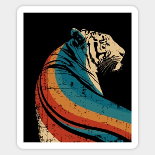 Vintage Striped Tiger Graphic in Classic Retro Style Sticker